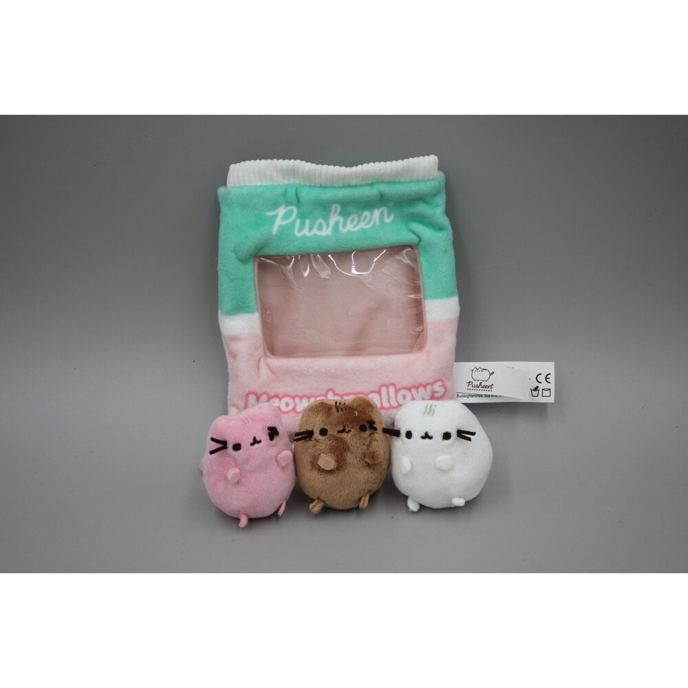 Gund Pusheen Meowshmallows Bag  Set Of 3 Cat Plushies Original Pusheen Toy 8"